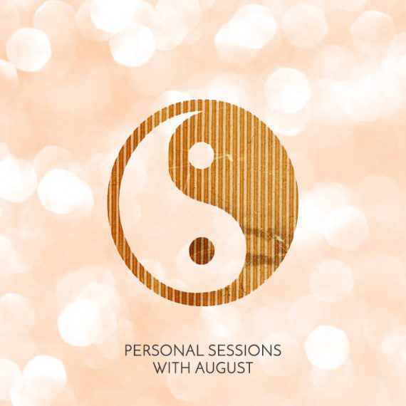 A yin yang symbol with the words personal sessions with august underneath.