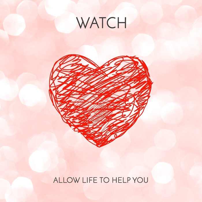 A heart drawn on pink background with the word watch below it.